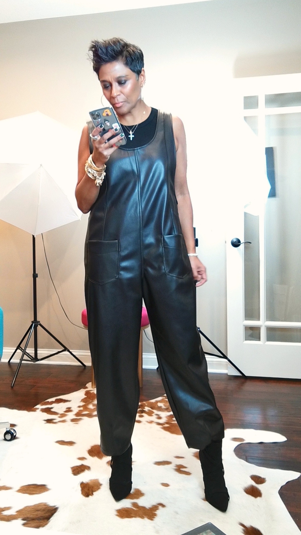 Zara – Faux Leather Overalls